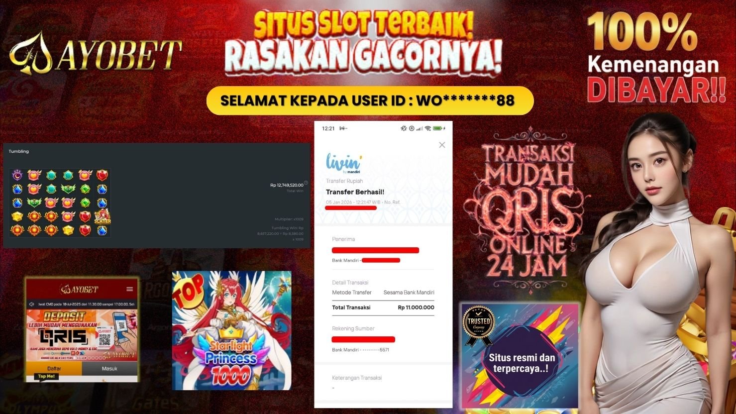 AYOBET JACKPOT SLOT STARLIGHT PRINCESS 1000